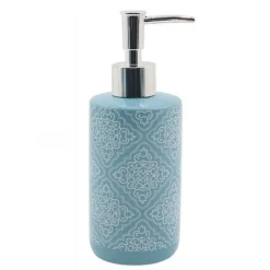 DISPENSER PORTASAPONE LIQUIDO AZZURRO CON MAIOLICHE ARREDO ACCESSORI BAGNO 87021