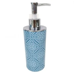 DISPENSER PORTASAPONE LIQUIDO CELESTE CON MAIOLICHE ARREDO ACCESSORI BAGNO 87025