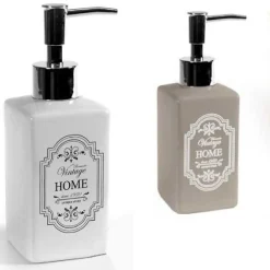 DISPENSER PORTASAPONE LIQUIDO DOSATORE BAGNO 6X18CM CERAMICA VINTAGE HOME 749544