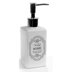 DISPENSER PORTASAPONE LIQUIDO DOSATORE BAGNO 6X18CM CERAMICA VINTAGE HOME 749544