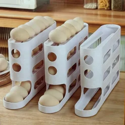 DISPENSER PORTAUOVA ORGANIZZATORE RIPIANO FRIGO CUCINA CONTENITORE UOVO A ROTOLAMENTO