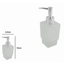 DISPENSER RICAMBIO PORTA SAPONE LIQUIDO VETRO SATINATO CUBICO BAGNO ACCESSORI 87265