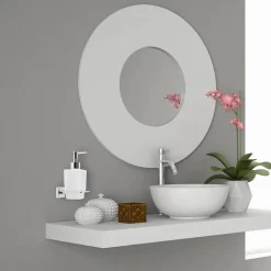 DISPENSER SAPONE CUBICO DA MURO IN ACCIAIO VETRO SATINATO 16CM ARREDO BAGNO 87215