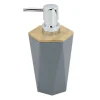DISPENSER SAPONE LIQUIDO A CILINDRO ESAGONALE GEOMETRICO GRIGIO LEGNO DA BAGNO 10846