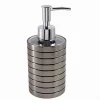 DISPENSER SAPONE LIQUIDO ARGENTO A RIGHE ACCESSORIO MODERNO ARREDO BAGNO 10388