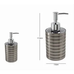 DISPENSER SAPONE LIQUIDO ARGENTO A RIGHE ACCESSORIO MODERNO ARREDO BAGNO 10388