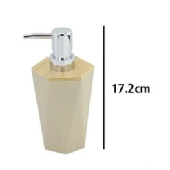 DISPENSER SAPONE LIQUIDO A CILINDRO ESAGONALE GEOMETRICO BEIGE LEGNO DA BAGNO 10841