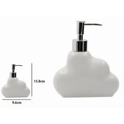 DISPENSER SAPONE LIQUIDO IN CERAMICA BIANCA FORMA NUVOLA ACCESSORIO BAGNO 79936