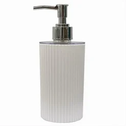 DISPENSER SAPONE LIQUIDO LAVANDINO BIANCO RIGATO ACCESSORIO ARREDO BAGNO 79161