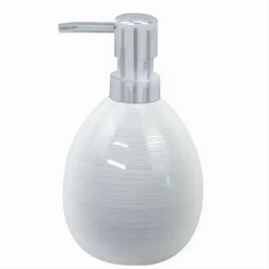 DISPENSER SAPONE LIQUIDO CERAMICA STRIATO EROGATORE SILVER ACCESSORI BAGNO 59869