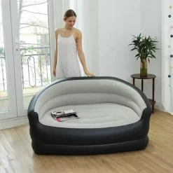 DIVANO GONFIABILE A 2 POSTI COMFORT PORTATILE CON SCHIENALE BRACCIOLI PER INTERNO ESTERNO