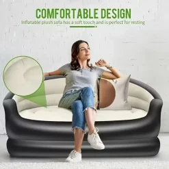 DIVANO GONFIABILE A 2 POSTI COMFORT PORTATILE CON SCHIENALE BRACCIOLI PER INTERNO ESTERNO