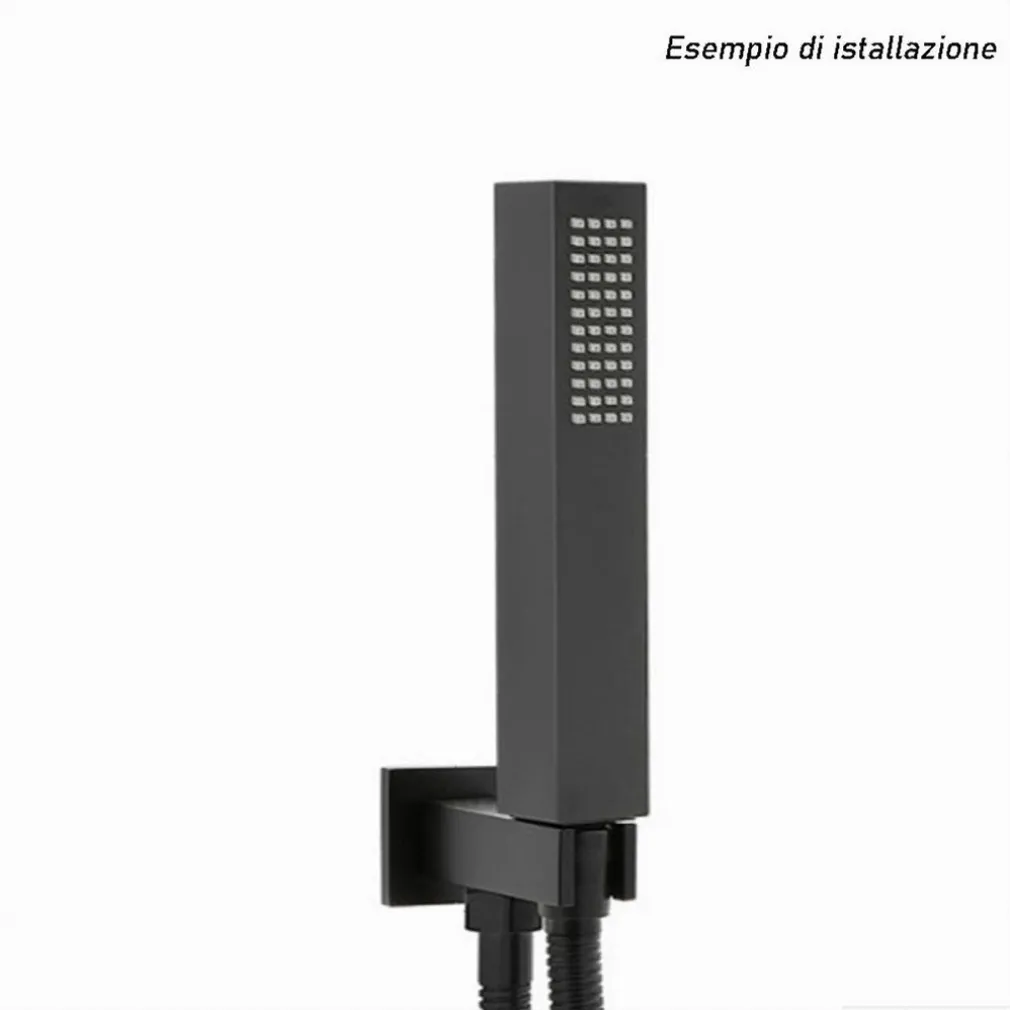 DOCCETTA DOCCINO QUADRATO SLIM ULTRA MODERNO NERO SOFFIONE DOCCIA BAGNO VASCA 87478