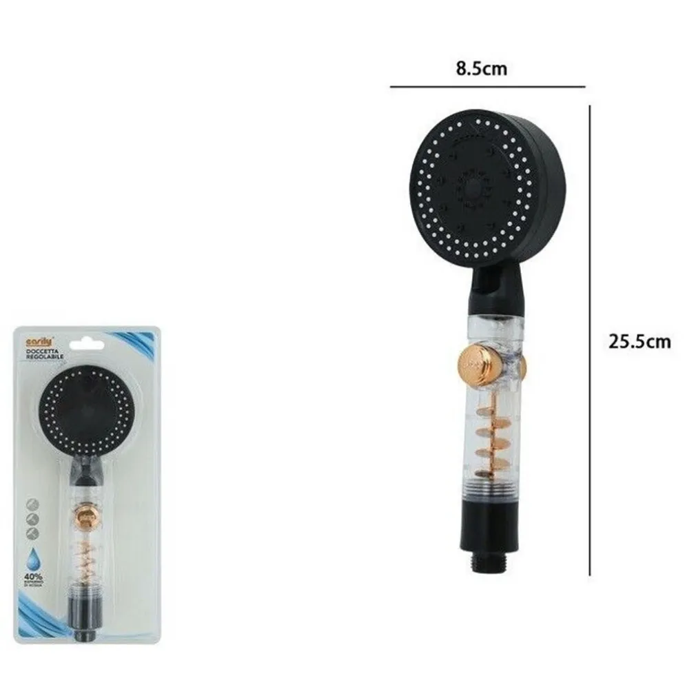 DOCCETTA MULTIGETTO SOFFIONE DOCCIA BAGNO CON PULSANTE STOP VENTOLA A SPIRALE 87529