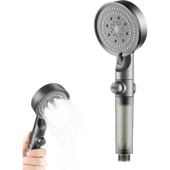 DOCCETTA MULTIGETTO SOFFIONE DOCCIA FILTRATO BAGNO PULSANTE MODERNO FILTRO GRIGIO 87528