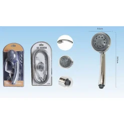 DOCCETTA MULTIGETTO SOFFIONE DOCCIA BAGNO TELEFONO TUBO 1,8MT SUPPORTO MURO 52044