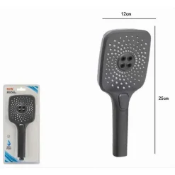 DOCCETTA REGOLABILE CON PULSANTE TESTA GRANDE DOCCIA QUADRATA BAGNO 12X25CM 87130