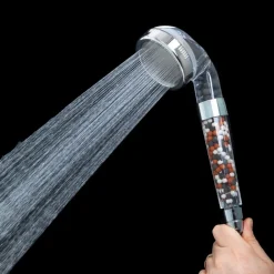 DOCCETTA SOFFIONE DOCCIA BAGNO CON FILTRO SASSI PURIFICA ACQUA TRASPARENTE 8X24CM 87540