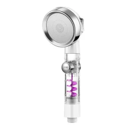 DOCCETTA SOFFIONE DOCCIA BAGNO CON PULSANTE STOP MULTIGETTO VENTOLA A SPIRALE 87534