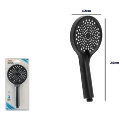 DOCCETTA SOFFIONE DOCCIA REGOLABILE MODERNO 25 X 12 CM 87132 ROTONDO BAGNO NERA