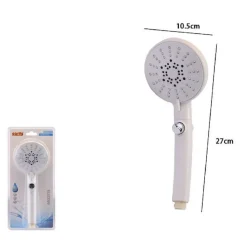 DOCCETTA SOFFIONE DOCCIA MULTIGETTO ROTONDO MODERNO 10.5X27CM CON PULSANTE 79700