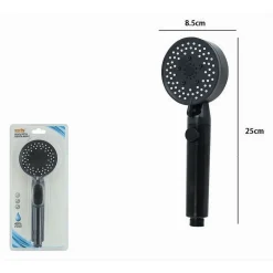 DOCCETTA SOFFIONE DOCCIA BAGNO MULTIGETTO CORNETTA NERO MODERNO 8.5 X 25CM 87526