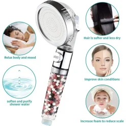 DOCCETTA SOFFIONE DOCCIA BAGNO CON FILTRO PULSANTE DOCCINO PER IDROTERAPIA 87541