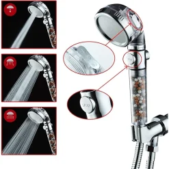 DOCCETTA SOFFIONE DOCCIA BAGNO CON FILTRO PULSANTE DOCCINO PER IDROTERAPIA 87541