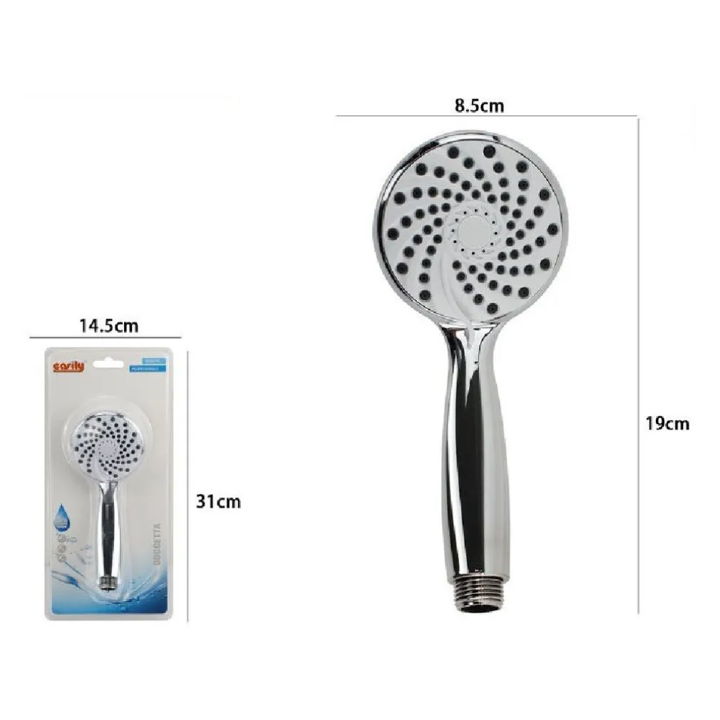 DOCCETTA TONDA 19 X 8.5 CM DOCCINO SOFFIONE DOCCIA SPIRALE MODERNO BAGNO 59562