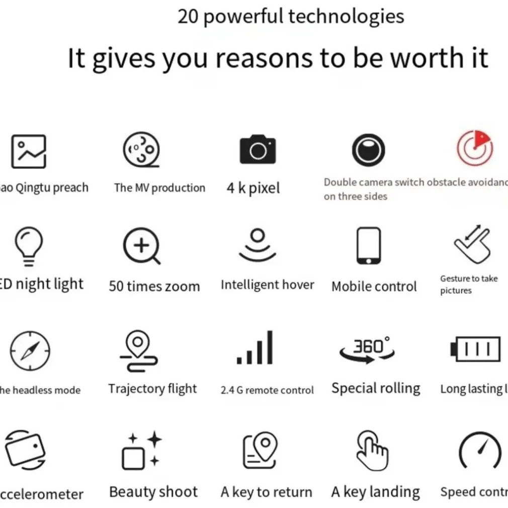 DRONE PIEGHEVOLE CON FOTOCAMERA 1080P TELECOMANDO SMARTPHONE WIFI 2.4GHZ Q-FA98