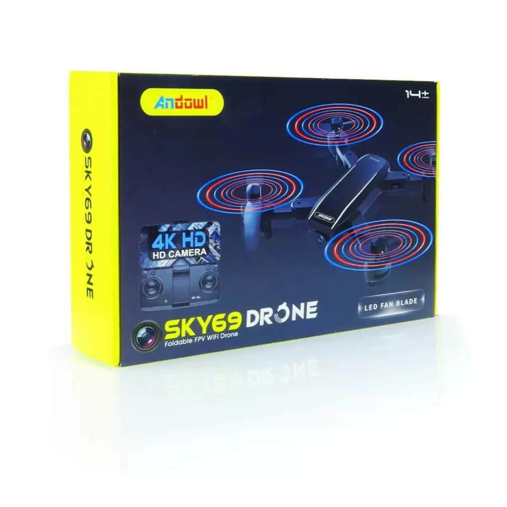 DRONE WIFI 2,4 GHZ FPV PIEGHEVOLE SKY69 CON FOTOCAMERA 720P LAMA VENTOLA A LED