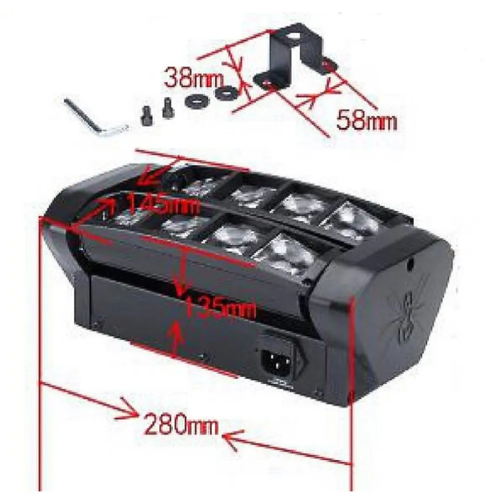 EFFETTI LUCE A TESTA MOBILE MULTIRAGGIO RUSH MULTI BEAM MINI SPIDER 8 RAGGI BEAM