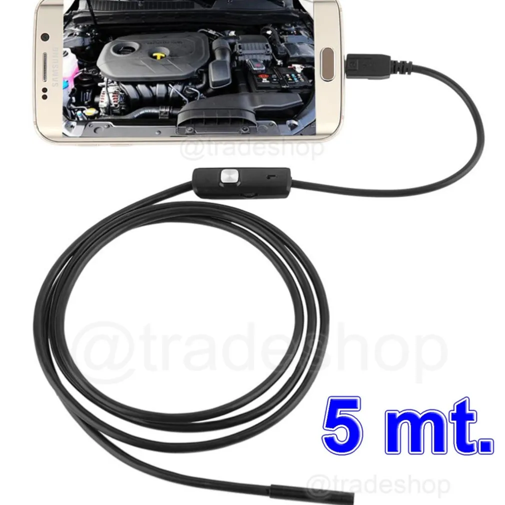 ENDOSCOPICA TELECAMERA ISPEZIONE MICRO USB PER ANDROID CON FUNZIONE OTG 5MT