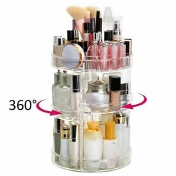 ESPOSITORE GIREVOLE TRASPARENTE PORTA TRUCCHI COSMETICI ORGANIZER SMALTI
