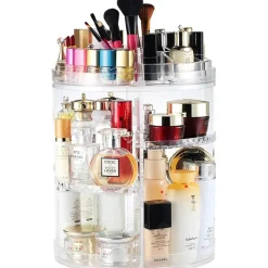 ESPOSITORE GIREVOLE TRASPARENTE PORTA TRUCCHI COSMETICI ORGANIZER SMALTI