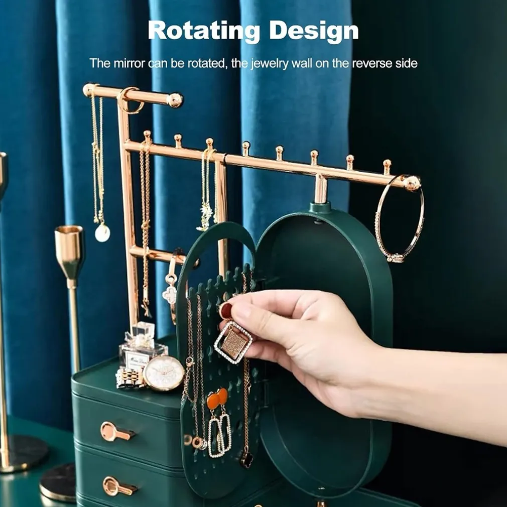 ESPOSITORE PORTAGIOIE SPECCHIO IN METALLO SUPPORTO REGOLABILE ORGANIZER SCRIVANIA