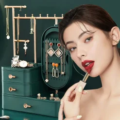 ESPOSITORE PORTAGIOIE SPECCHIO IN METALLO SUPPORTO REGOLABILE ORGANIZER SCRIVANIA