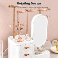 ESPOSITORE PORTAGIOIE SPECCHIO IN METALLO SUPPORTO REGOLABILE ORGANIZER SCRIVANIA