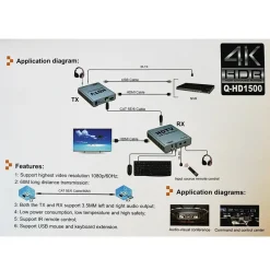 EXTENDER ESTENSORE KVM HDTV 4K 60 M CON AUDIO SUPPORTA VIDEO 1080P/60HZ Q-HD1500