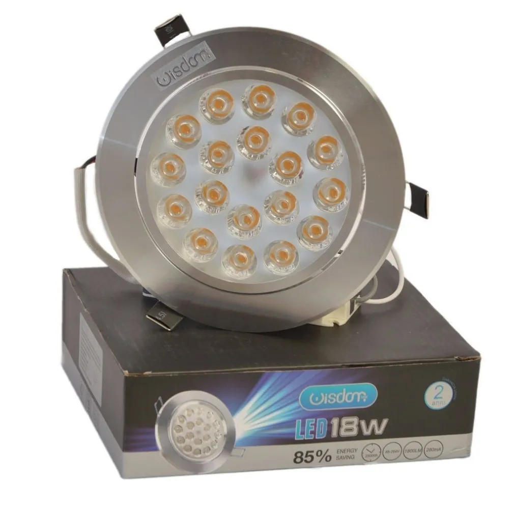 FARETTO A LED ORIENTABILE CON MOLLE PER INCASSO DA 18W LUCE BIANCO CALDO FREDDO
