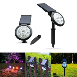 FARETTO A LED RGB DA GIARDINO PICCHETTO CON PANNELLO SOLARE CREPUSCOLARE WG-092
