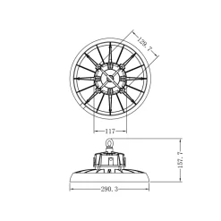 FARETTO A LED UFO LAMPADA INDUSTRIALE 150W LUCE FREDDA 6500K IP65 FASCIO 90° HB-150W-F