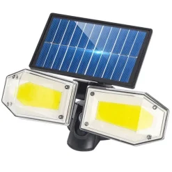 FARETTO DOPPIO A PARETE CON PANNELLO SOLARE SENSORE MOVIMENTO E CREPUSCOLARE 270