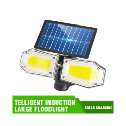 FARETTO DOPPIO A PARETE CON PANNELLO SOLARE SENSORE MOVIMENTO E CREPUSCOLARE 270