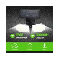 FARETTO DOPPIO A PARETE CON PANNELLO SOLARE SENSORE MOVIMENTO E CREPUSCOLARE 270