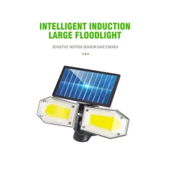 FARETTO DOPPIO A PARETE CON PANNELLO SOLARE SENSORE MOVIMENTO E CREPUSCOLARE 270