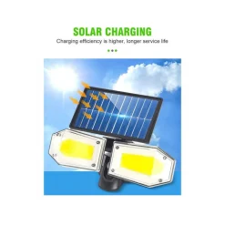 FARETTO DOPPIO A PARETE CON PANNELLO SOLARE SENSORE MOVIMENTO E CREPUSCOLARE 270