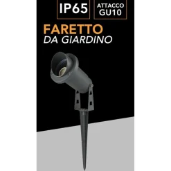FARETTO ESTERNO DA GIARDINO DOPPIA ISTALLAZIONE CON PICCHETTO STAFFA GU10 IP65 ET-01