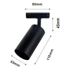 FARETTO FARO A CILINDRO ATTACCO GU10 PER BINARIO TRACK NERO IP20 DA INTERNI 00724