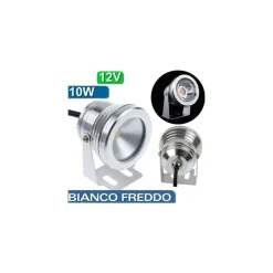 FARETTO FARO COB A LED BIANCO FREDDO 10W 12V PER ESTERNO IP65 IMPERMEABILE